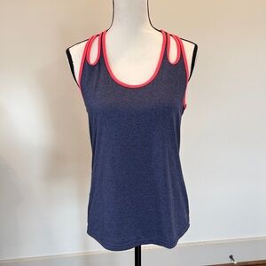 Layer 8 Women's Navy and Coral Racerback Activewear Top Size Medium